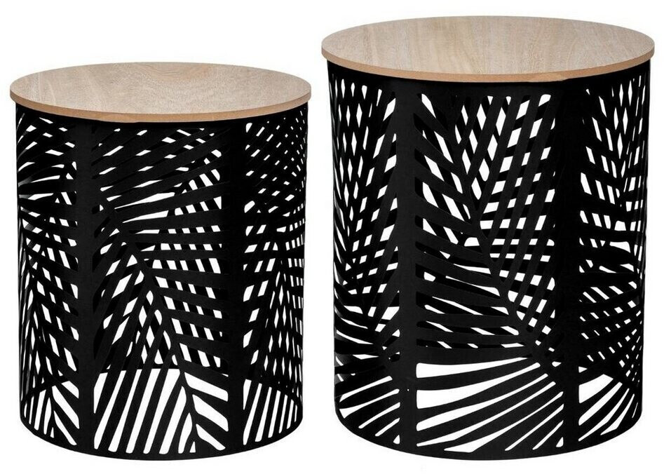 Atmosphera Set of 2 coffee tables Leaves 35x40+39×45 cm black-black