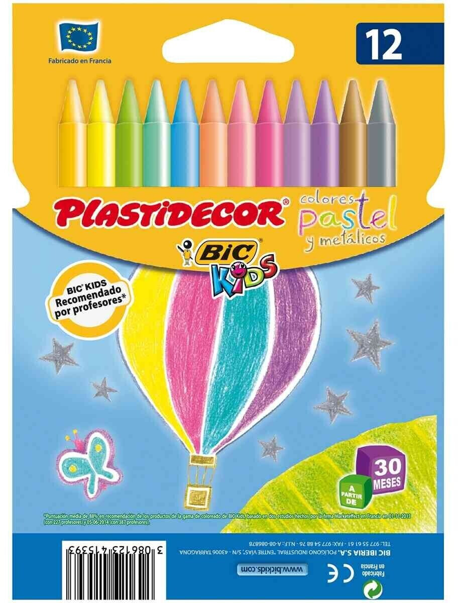 BIC Kids Plastidecor Estuche de 36 unidades, ceras de colores