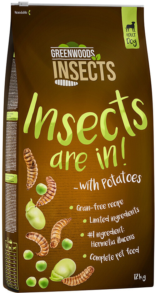 Greenwoods Insects Dry Dog Food with potatoes, peas & fava beans 12kg