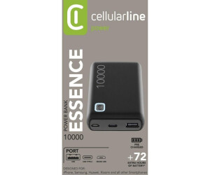 Powerbank  CellularLine PBESSENCE10000K, 10000 mAh, Universal, 12 W, USB-A  / USB-C / MicroUSB, Negro