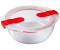 Pyrex Round glass dish with steam valve lid Cook & Heat