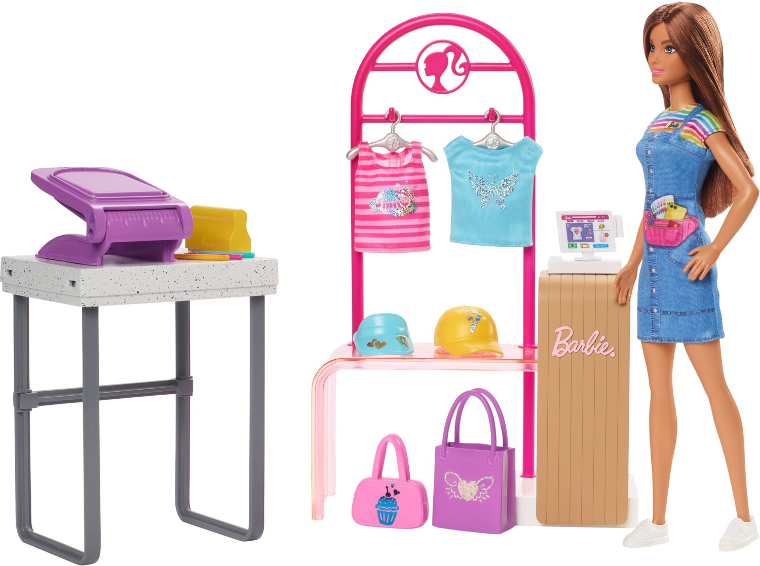 Buy Barbie Make Sell Boutique Playset With Brunette Doll Foil Design Tools Clothes Accessories HKT78 from 28.99 Today Best Deals on idealo