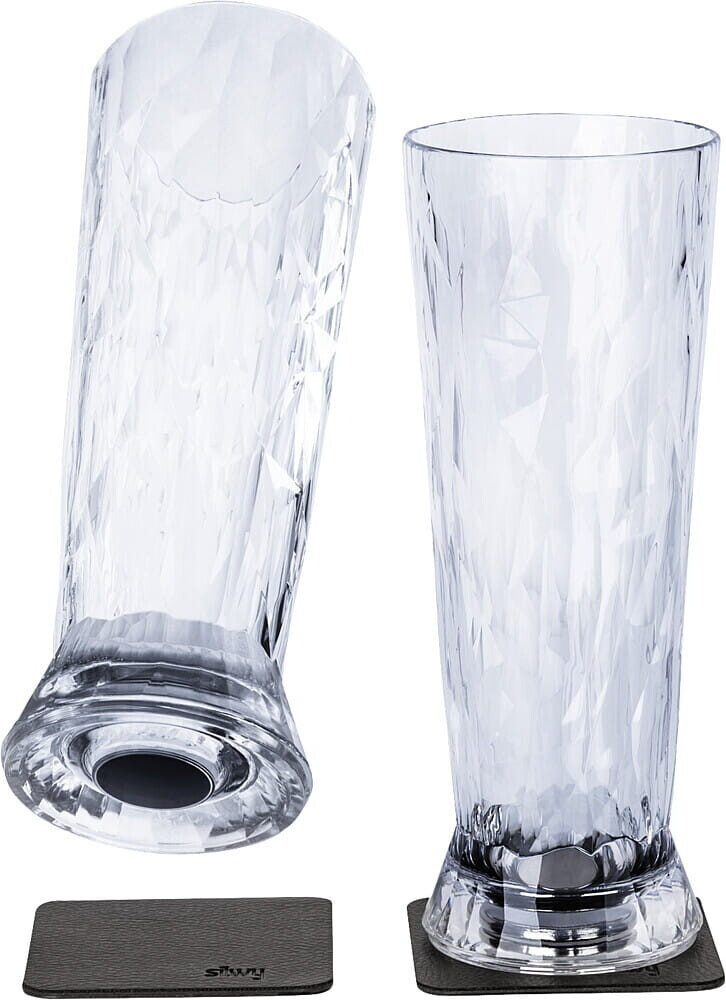 Silwy Magnet Plastic Glasses Beer Set Of 2 High Tech Transparent