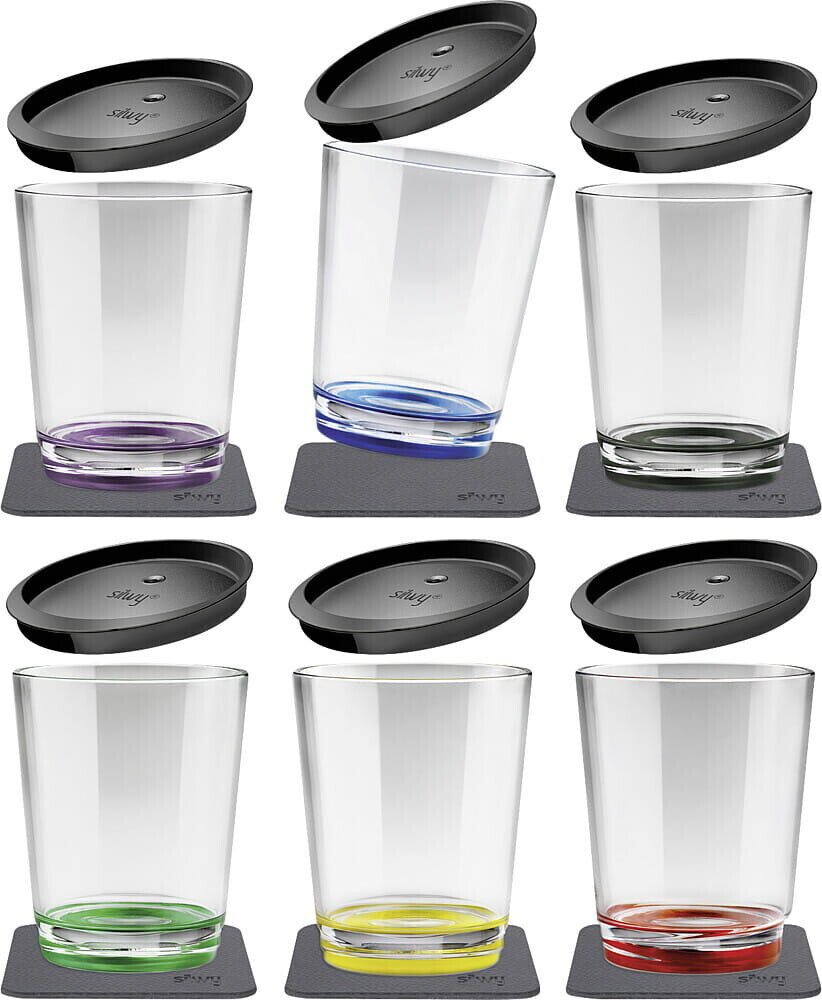 Silwy Magnetic Drinking Mug Set Of 6 + Lid 250 Ml Multicolour