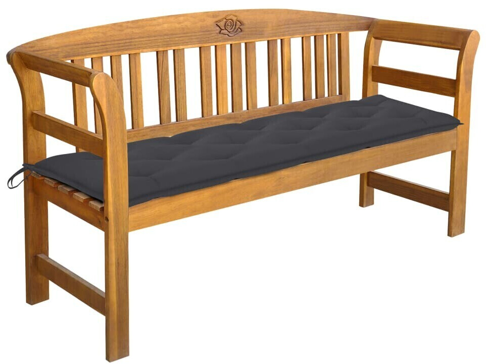 vidaXL Banc de jardin avec coussin 157 cm Bois d'acacia massif anthracite