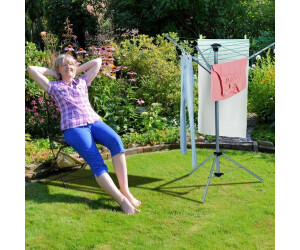 Relaxdays Sèche linge rotatif, ligne de 15 m, jardin et camping