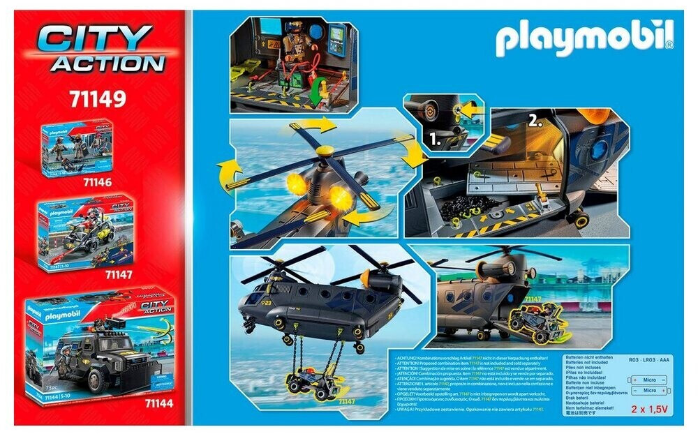Hélicoptère de police et parachutiste multicolore Playmobil