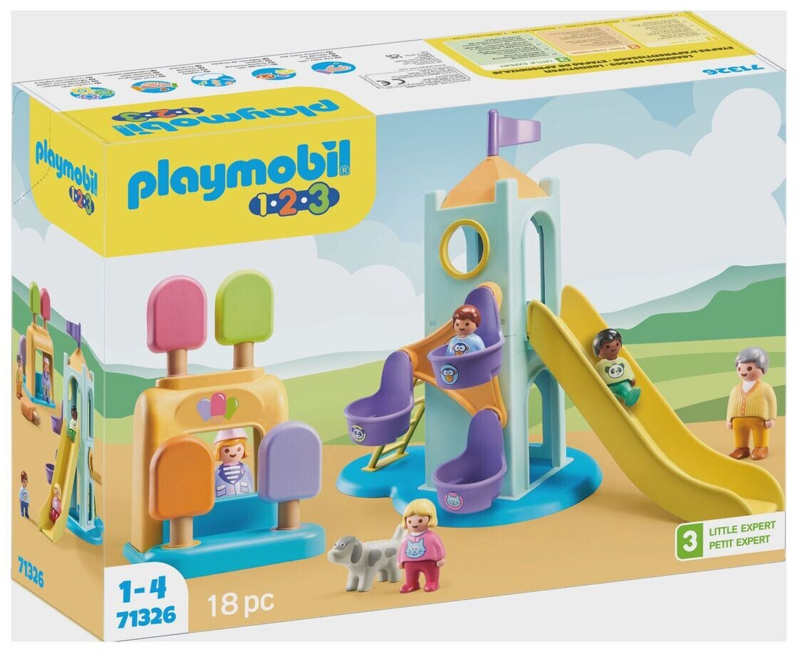Playmobil Aire de jeux avec toboggan géant 1.2.3 (71326)