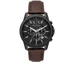 Armani exchange black shop leather watch