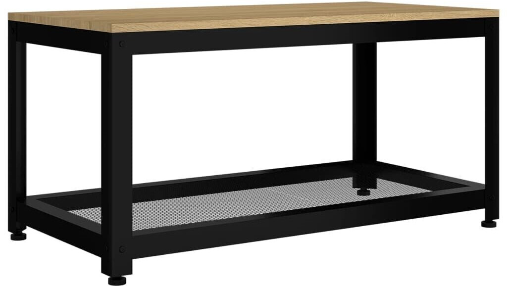 vidaXL Coffee table light brown and black 90x45x45 cm MDF and iron