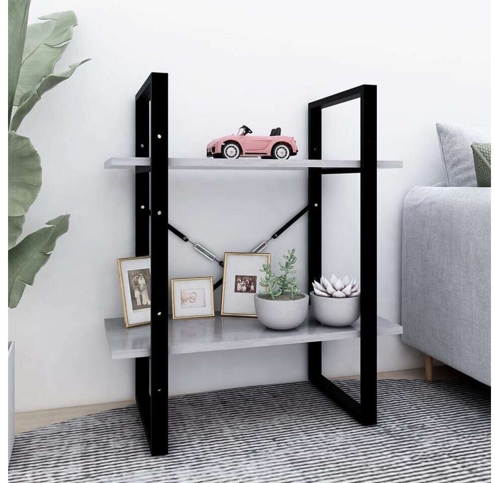 vidaXL Bücherregal 2 Fächer Betongrau 60x30x70 cm Holzwerkstoff