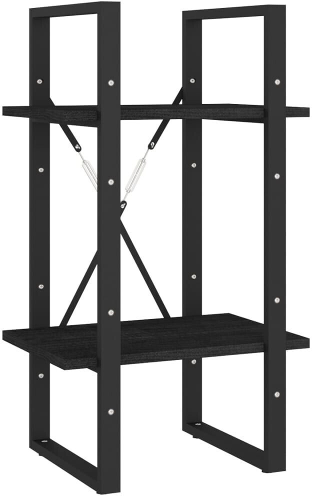 vidaXL Bücherregal 2 Fächer Schwarz 40x30x70 cm Kiefer Massivholz