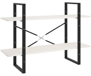 vidaXL Bücherregal 2 Fächer Weiß 100x30x70 cm Kiefer Massivholz