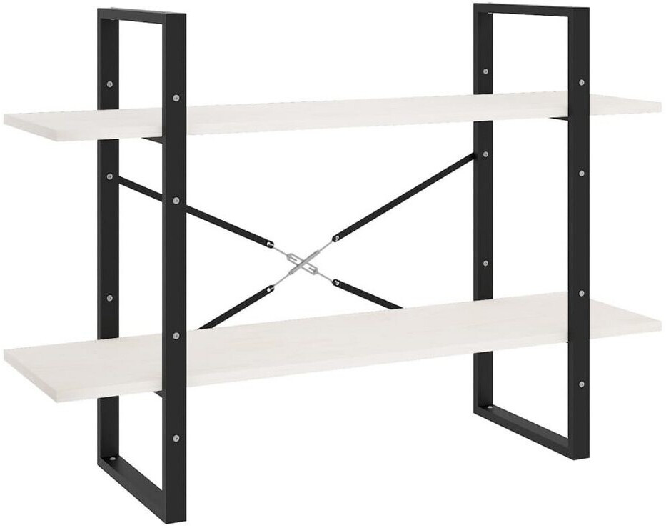 vidaXL Bücherregal 2 Fächer Weiß 100x30x70 cm Kiefer Massivholz