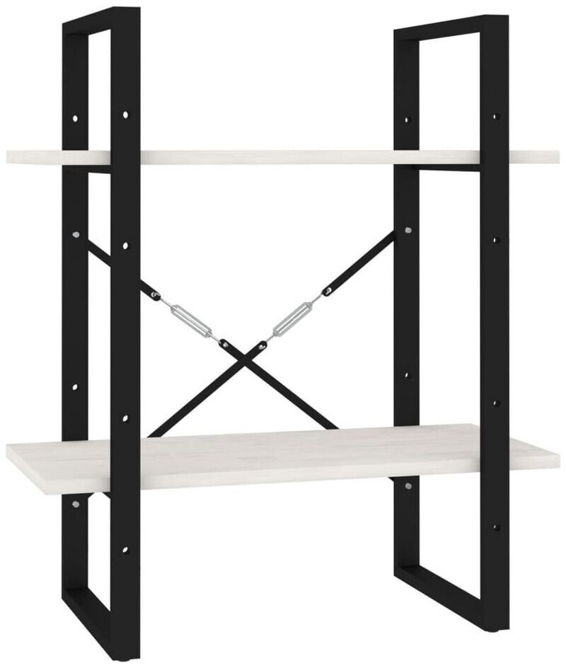 vidaXL Bücherregal 2 Fächer Weiß 60x30x70 cm Kiefer Massivholz