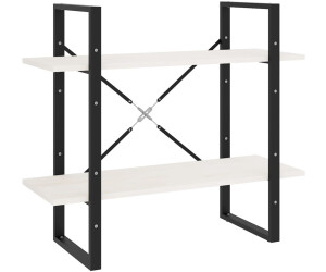 vidaXL Bücherregal 2 Fächer Weiß 80x30x70 cm Kiefer Massivholz