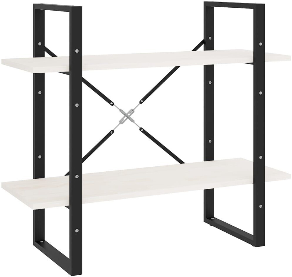 vidaXL Bücherregal 2 Fächer Weiß 80x30x70 cm Kiefer Massivholz