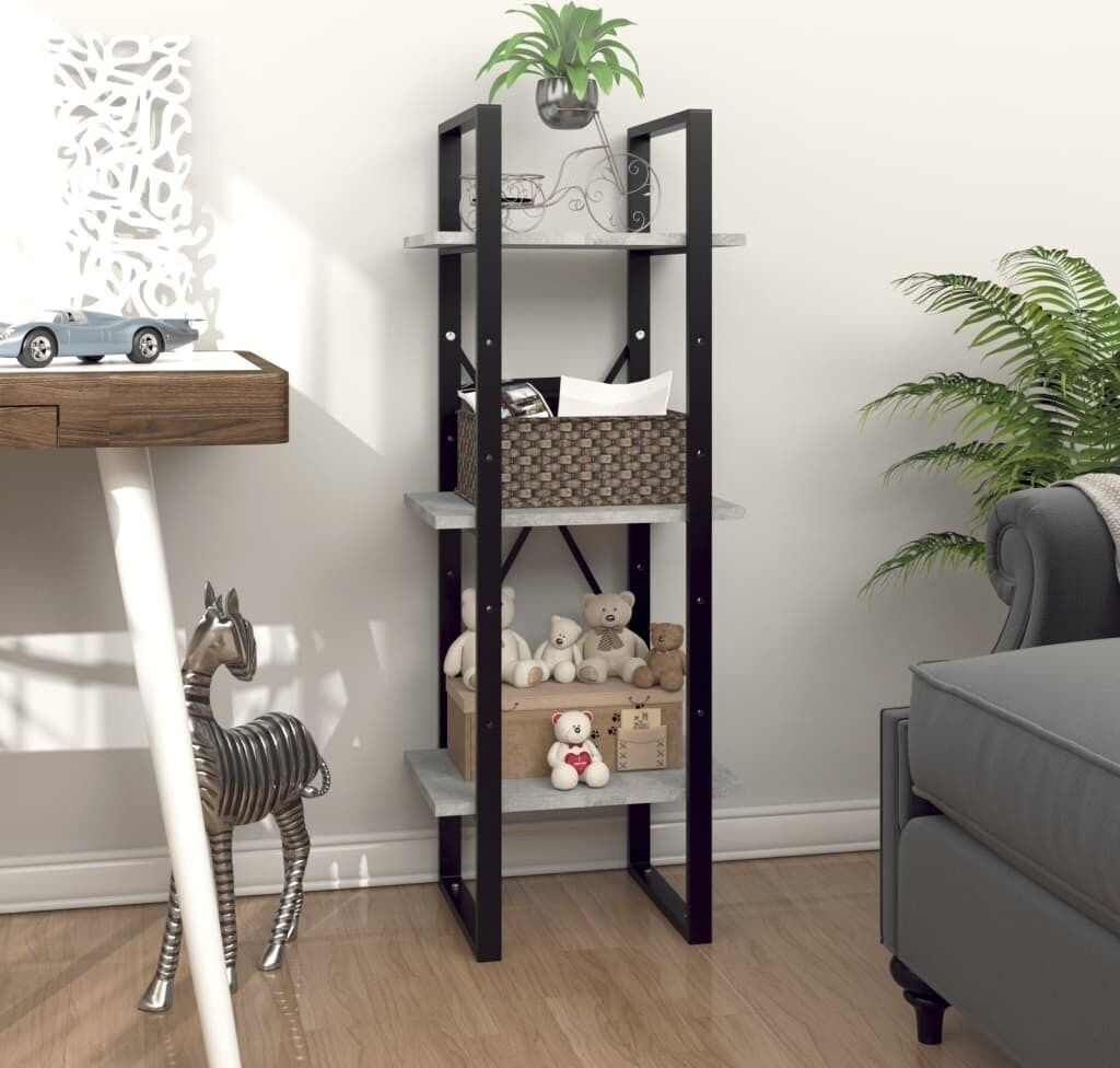 vidaXL Bücherregal 3 Fächer Betongrau 40x30x105 cm Holzwerkstoff