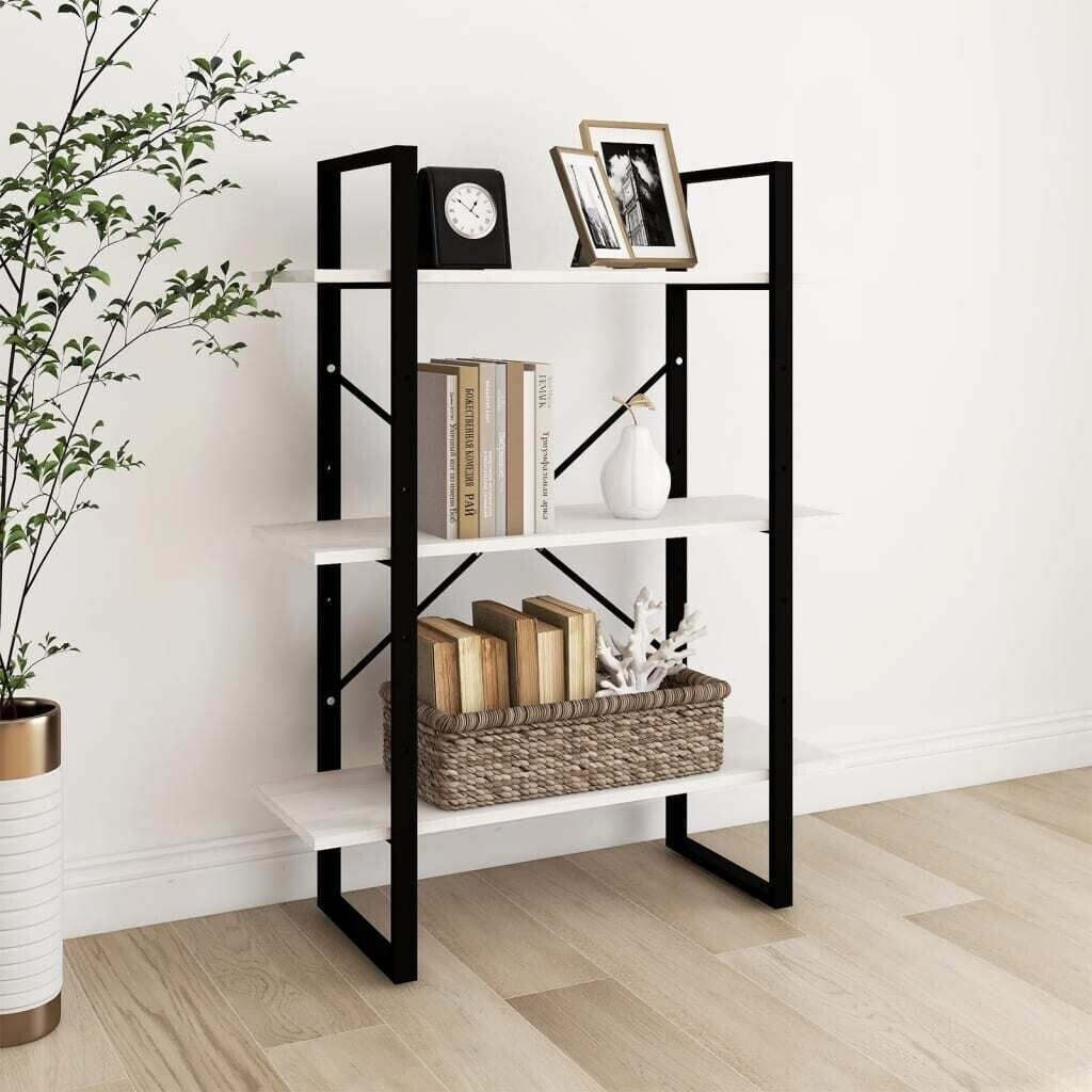 vidaXL Bücherregal 3 Fächer Weiß 80x30x105 cm Massivholz Kiefer