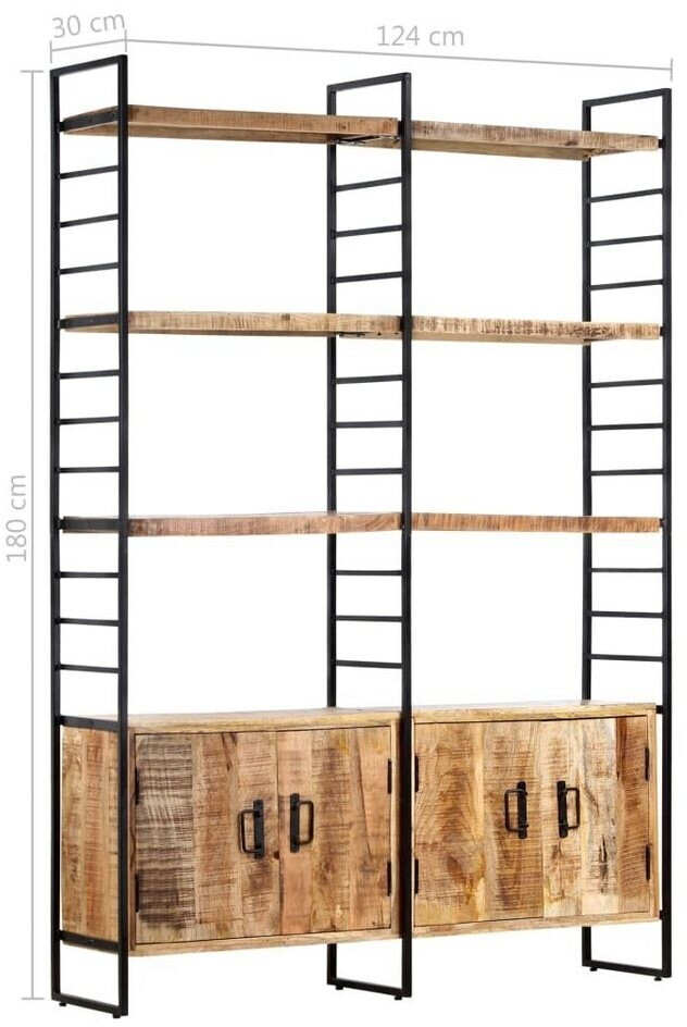 vidaXL Bücherregal 4 Ebenen 124x30x180 cm Raues Mangoholz