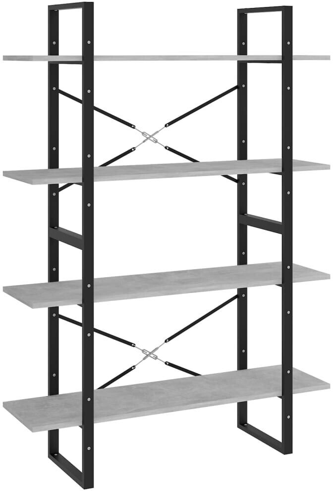 vidaXL Bücherregal 4 Fächer Betongrau 100x30x140 cm Holzwerkstoff