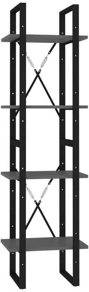 vidaXL Bücherregal 4 Fächer Grau 40x30x140 cm Holzwerkstoff