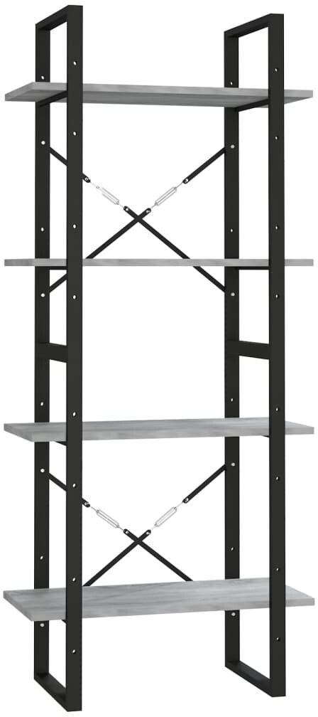 vidaXL Bücherregal 4 Fächer Grau Sonoma 60x30x140 cm Holzwerkstoff