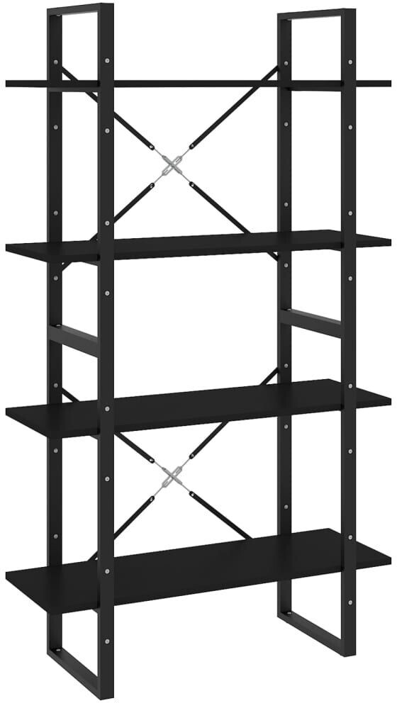 vidaXL Bücherregal 4 Fächer Schwarz 80x30x140 cm Holzwerkstoff