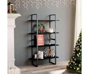 vidaXL Bücherregal 4 Fächer Schwarz 80x30x140 cm Kiefer Massivholz