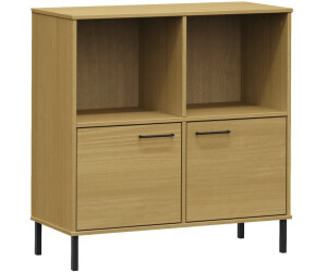 vidaXL Bücherregal OSLO mit Metallbeinen Braun 90x35x90,5cm Massivholz