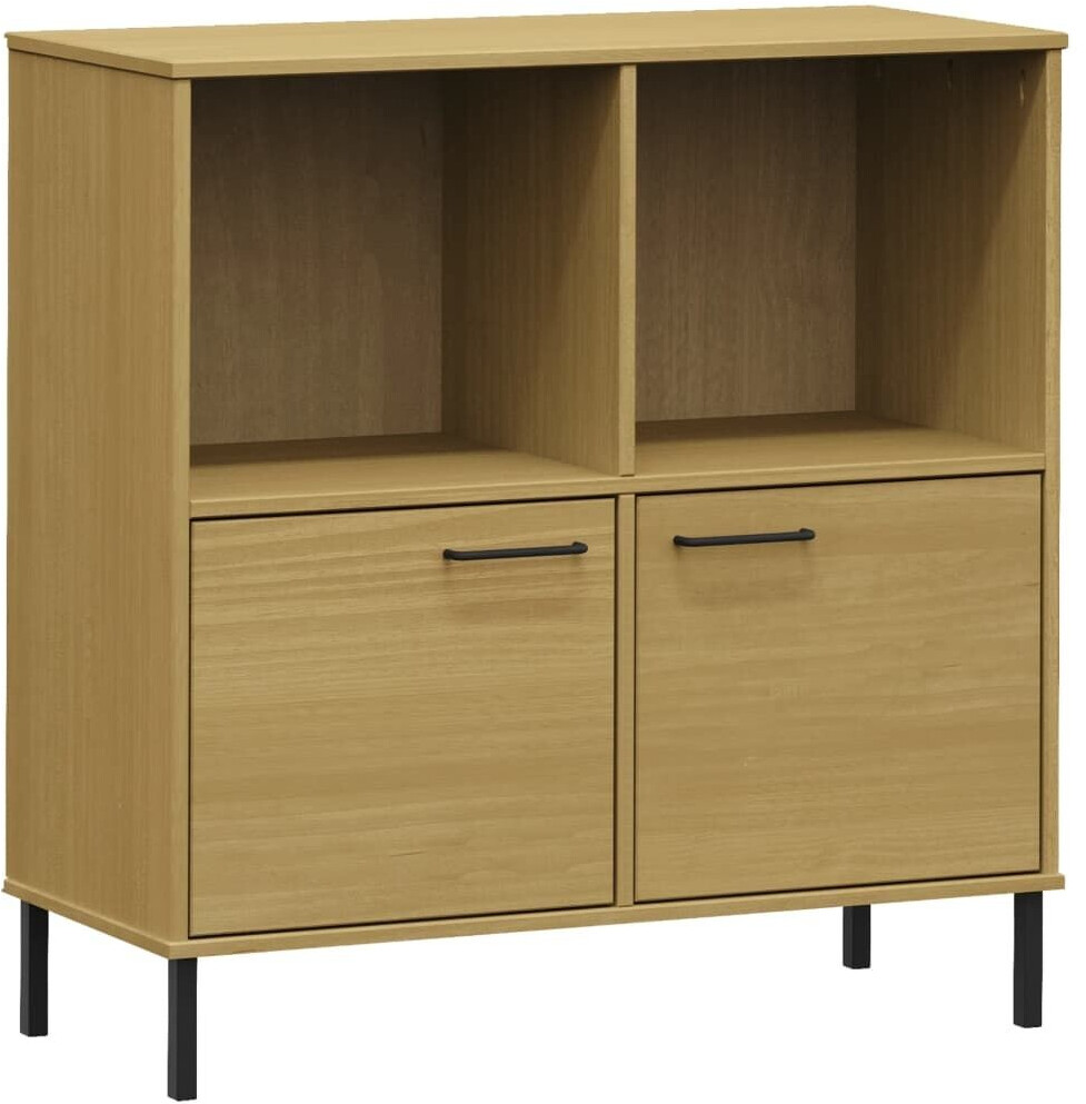 vidaXL Bücherregal OSLO mit Metallbeinen Braun 90x35x90,5cm Massivholz