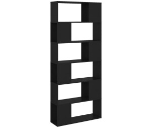vidaXL Bücherregal Raumteiler Schwarz 80x24x186 cm Holzwerkstoff