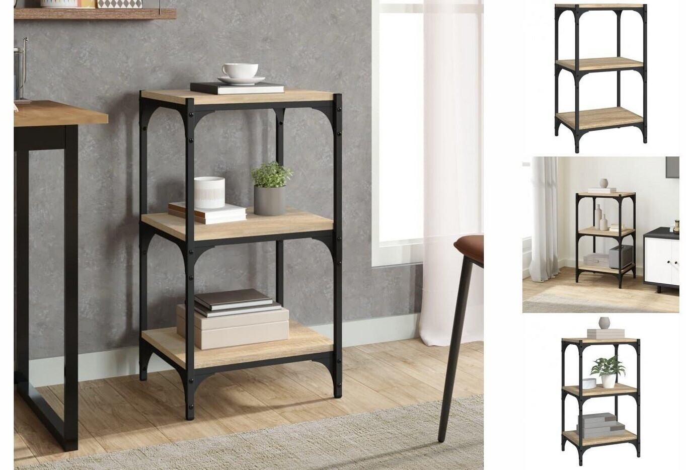 vidaXL Bücherregal Sonoma-Eiche 40x33x70,5 cm Holzwerkstoff und Stahl