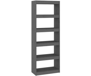 vidaXL Bücherregal/Raumteiler Grau 60x30x167,5 cm Massivholz Kiefer