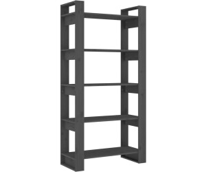 vidaXL Bücherregal/Raumteiler Grau 80x35x160 cm Massivholz