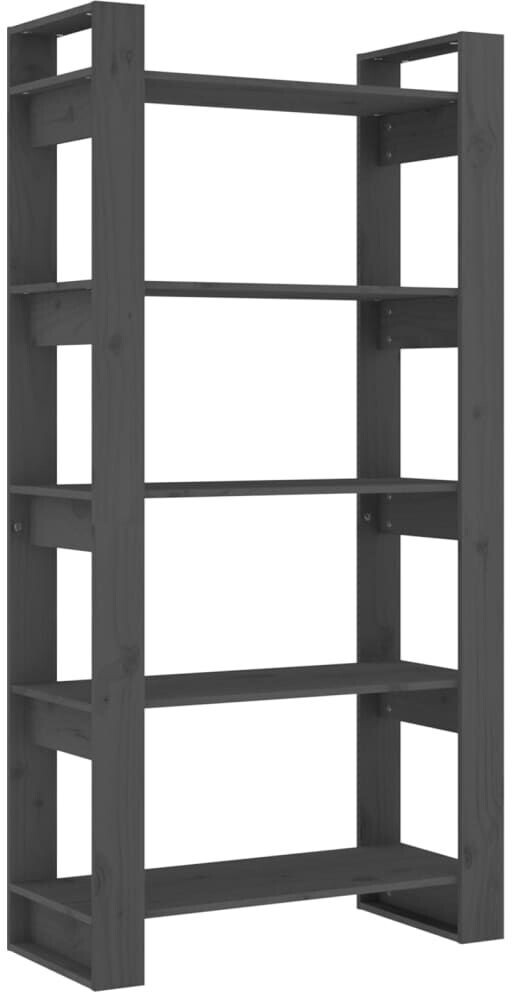 vidaXL Bücherregal/Raumteiler Grau 80x35x160 cm Massivholz