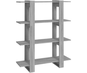 vidaXL Bücherregal/Raumteiler Grau Sonoma 100×30×123,5 cm