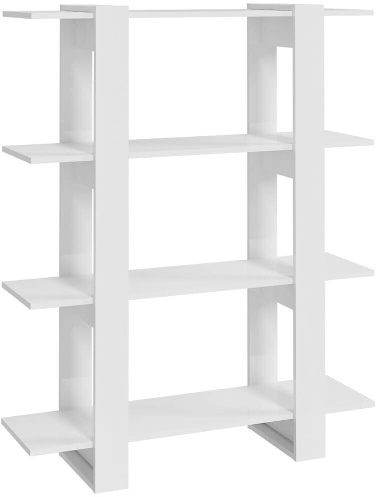 vidaXL Bücherregal/Raumteiler Hochglanz-Weiß 100x30x123,5 cm