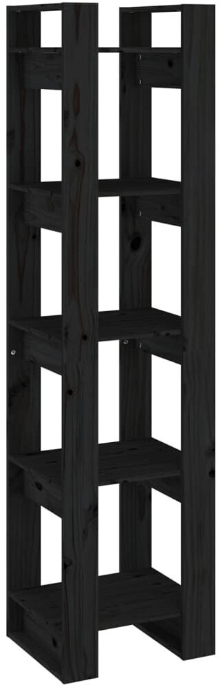 vidaXL Bücherregal/Raumteiler Schwarz 41x35x160 cm Massivholz Kiefer