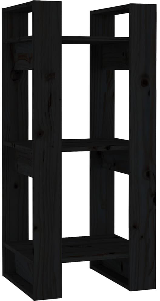 vidaXL Bücherregal/Raumteiler Schwarz 41x35x91 cm Massivholz Kiefer