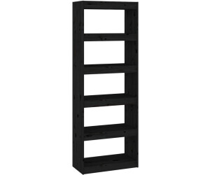 vidaXL Bücherregal/Raumteiler Schwarz 60x30x167,5 cm Massivholz Kiefer