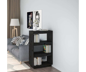 vidaXL Bücherregal/Raumteiler Schwarz 60x35x103 cm Massivholz Kiefer