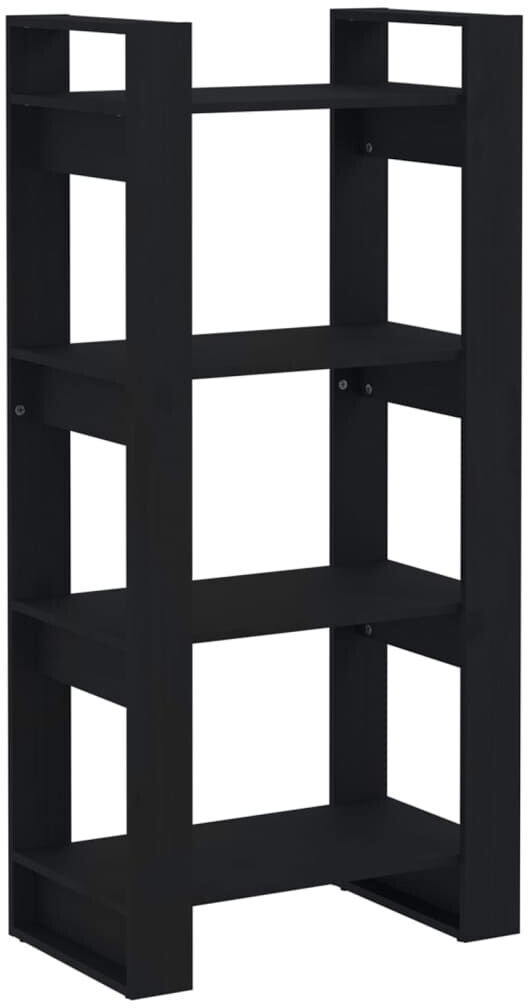 vidaXL Bücherregal/Raumteiler Schwarz 60x35x125 cm Massivholz