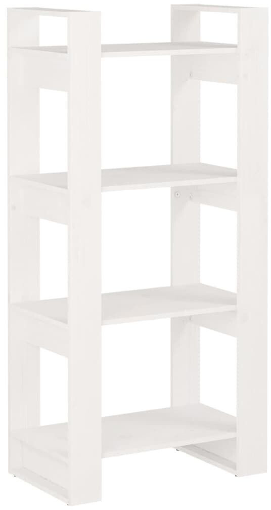 vidaXL Bücherregal/Raumteiler Weiß 60x35x125 cm Massivholz