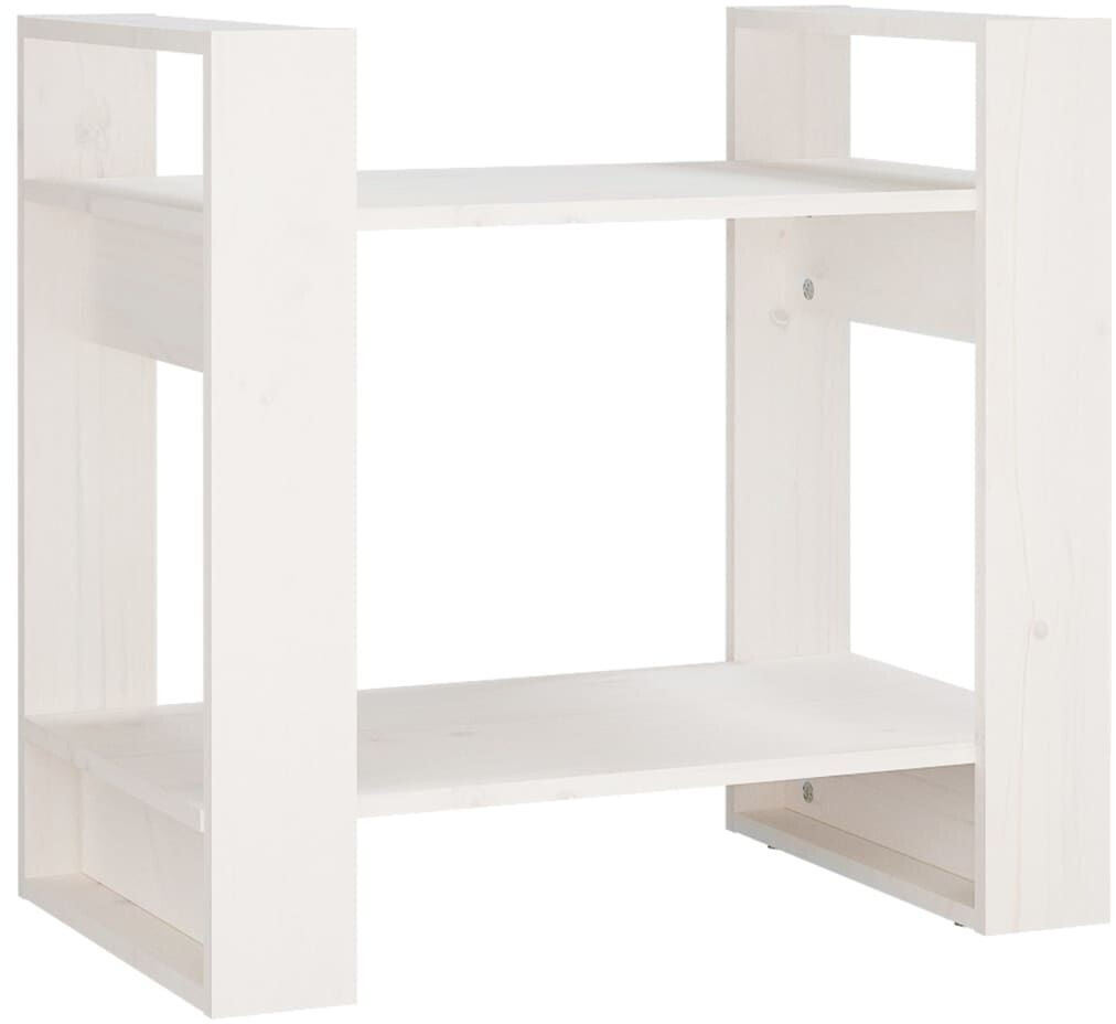 vidaXL Bücherregal/Raumteiler Weiß 60x35x57 cm Massivholz Kiefer