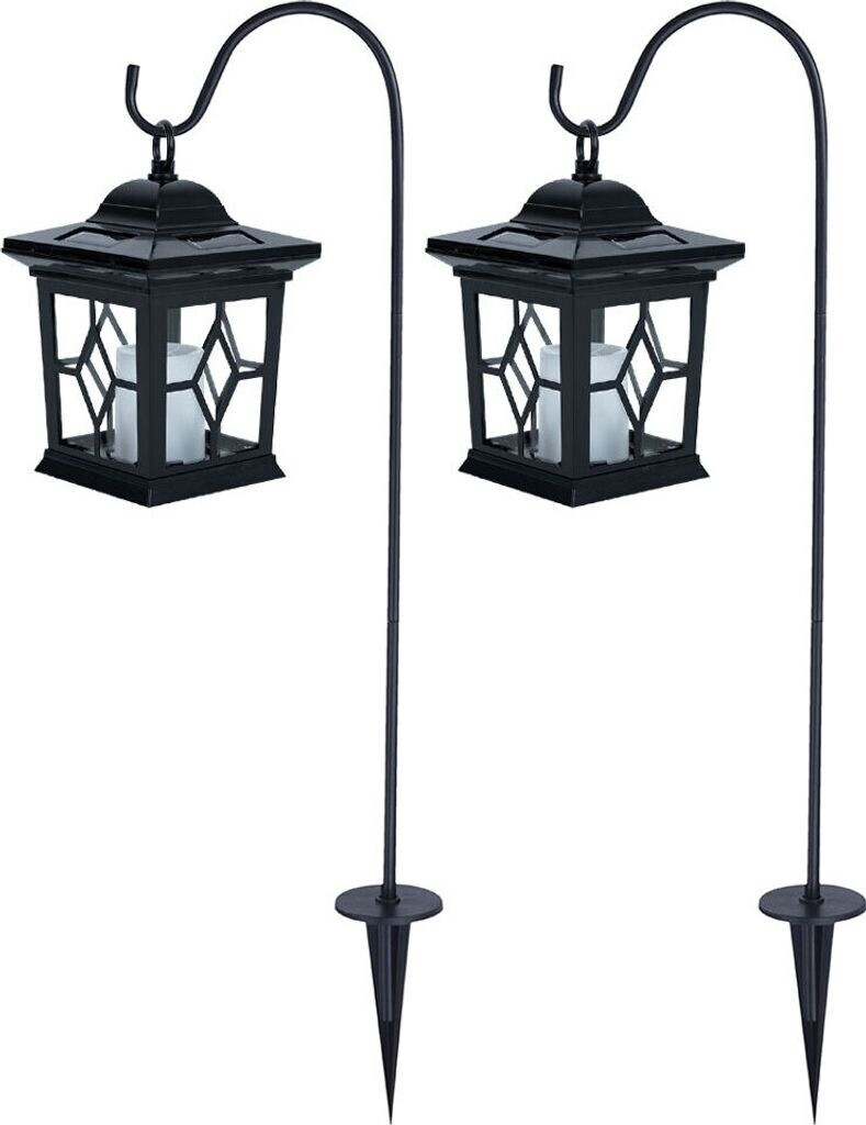 ETC Shop LED Solar Lantern Set of 2 black