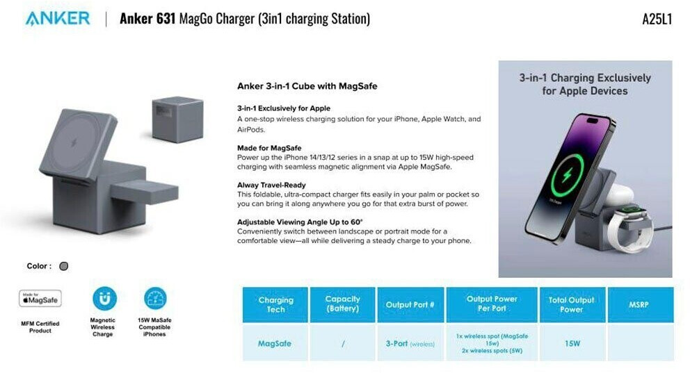 Anker 3-in-1 Cube with MagSafe ab 122,24 € (Februar 2024 Preise
