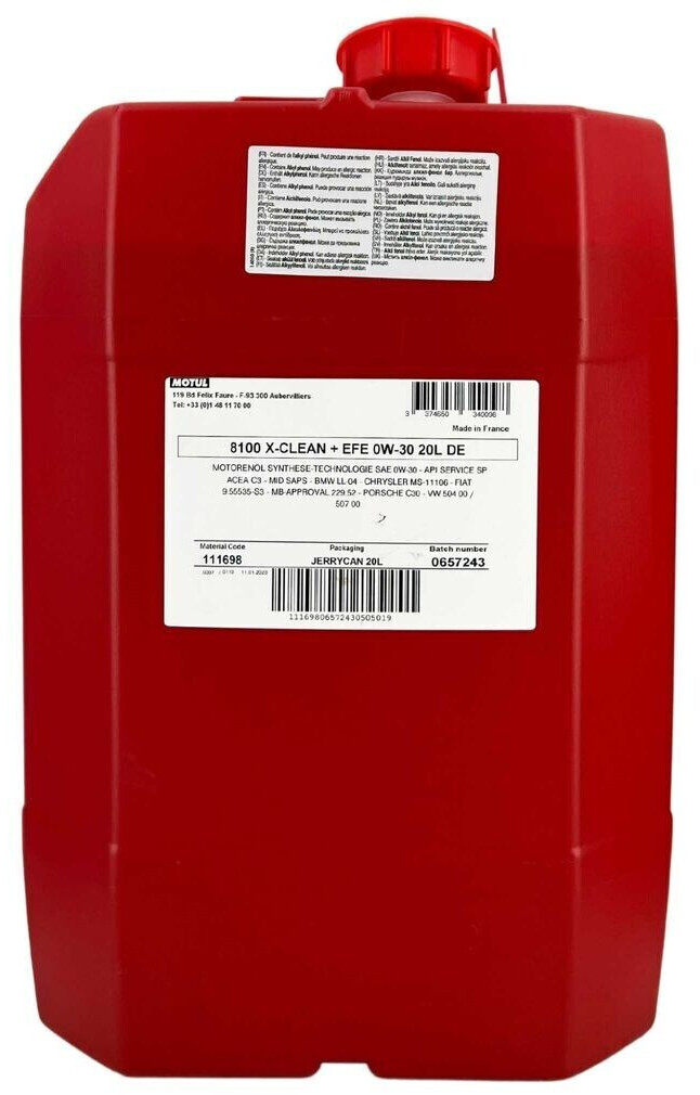 Motul 8100 X-Clean+ EFE 0W-30 (20 l)