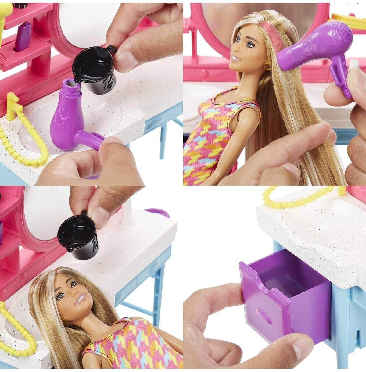 BARBIE Coffret salon de coiffure avec poupée, meubles et accessoires -  Barbie pas cher 
