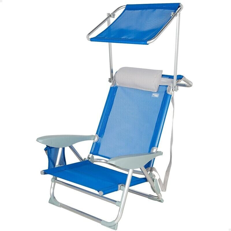 Aktive Silla de playa con parasol, cojín y bolsillo color azul (62285)  desde 49,99 €